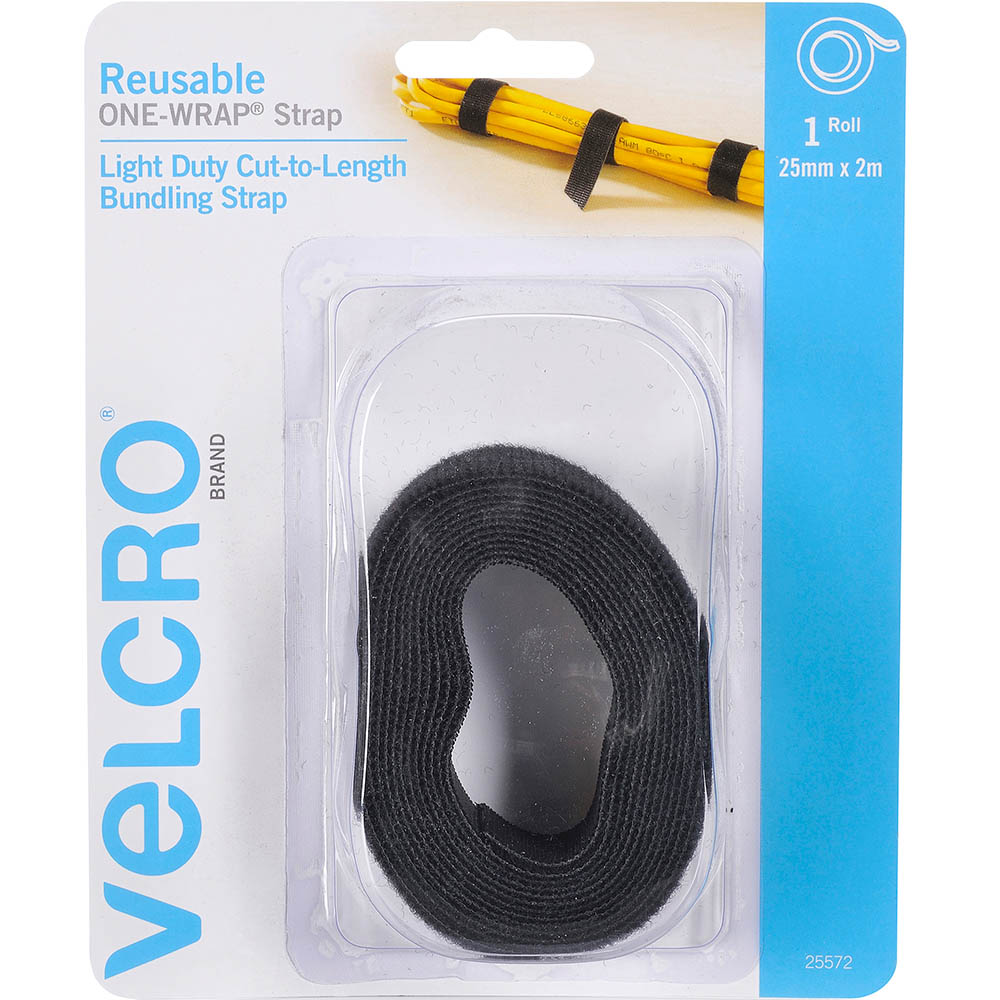 Image for VELCRO BRAND® ONE-WRAP® LIGHT DUTY STRAP 25MM X 2M BLACK from Ezi Office Supplies Gold Coast Office National