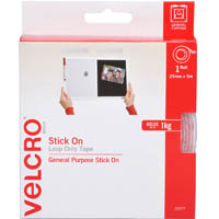 velcro brand® stick-on loop only tape 25mm x 5m white
