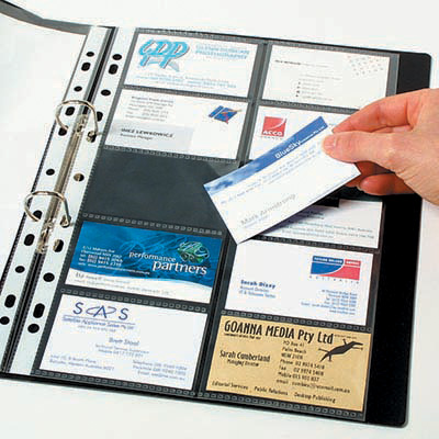 Image for MARBIG BUSINESS CARD FILE POCKETS A4 CLEAR PACK 10 from Ezi Office Supplies Gold Coast Office National
