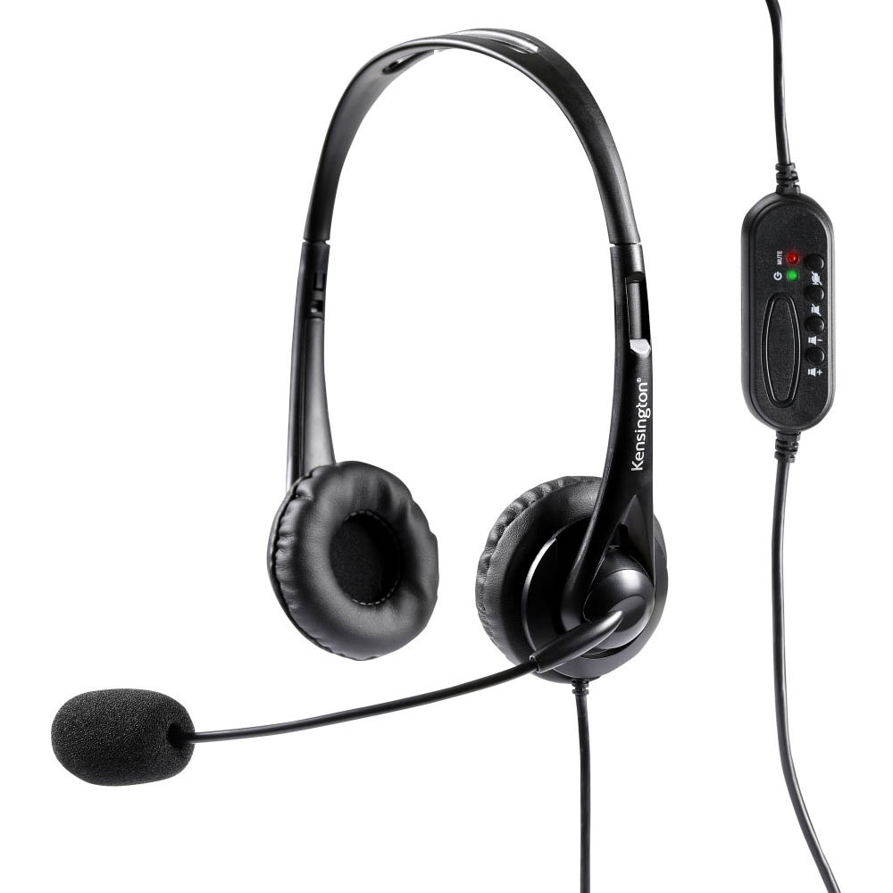 Image for KENSINGTON STEREO USB HEADPHONES WITH MIC AND VOLUME CONTROL BLACK from Office National Sydney Stationery
