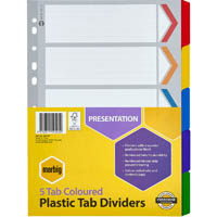 marbig divider reinforced manilla 5-tab a4 assorted