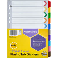 marbig divider reinforced 10-tab a4 assorted