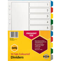 marbig divider pp 10-tab a4 assorted