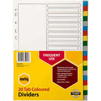 marbig divider pp 20-tab a4 assorted