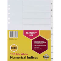 marbig index divider pp 1-10 tab a4 white
