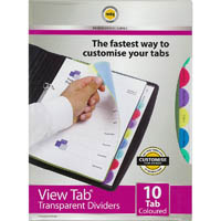 marbig professional series view-tab divider pp 10-tab a4 assorted