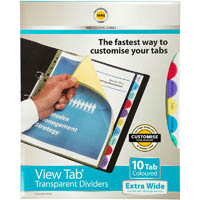 marbig professional series extra wide view-tab divider pp 10-tab a4 assorted