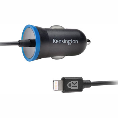 Image for KENSINGTON POWERBOLT 2.4 AMP LIGHTNING CAR CHARGER from Two Bays Office National