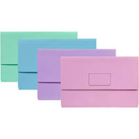 marbig slimpick document wallet foolscap pastels assorted pack 10