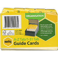 marbig guide cards a-z/1-31 tab 127 x 76mm buff manilla pack 30
