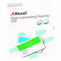rexel gloss laminating pouch 180 micron credit card no slot 54 x 86mm clear pack 50