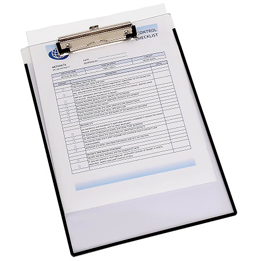 Image for MARBIG CLEARVIEW CLIPBOARD WITH INSERT COVER A4 BLACK from Surry Office National