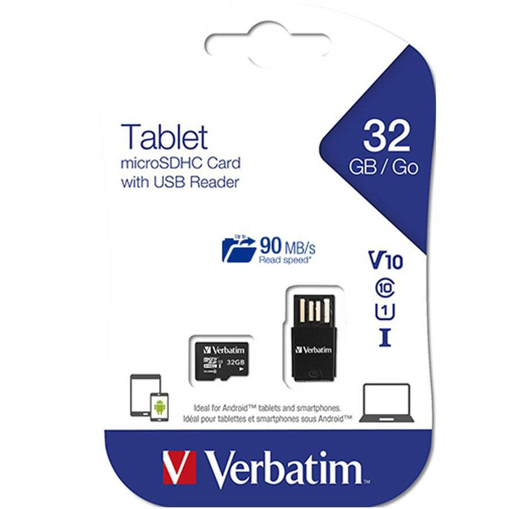 Image for VERBATIM TABLET MICROSD CARD WITH USB READER 32GB BLACK from PaperChase Office National