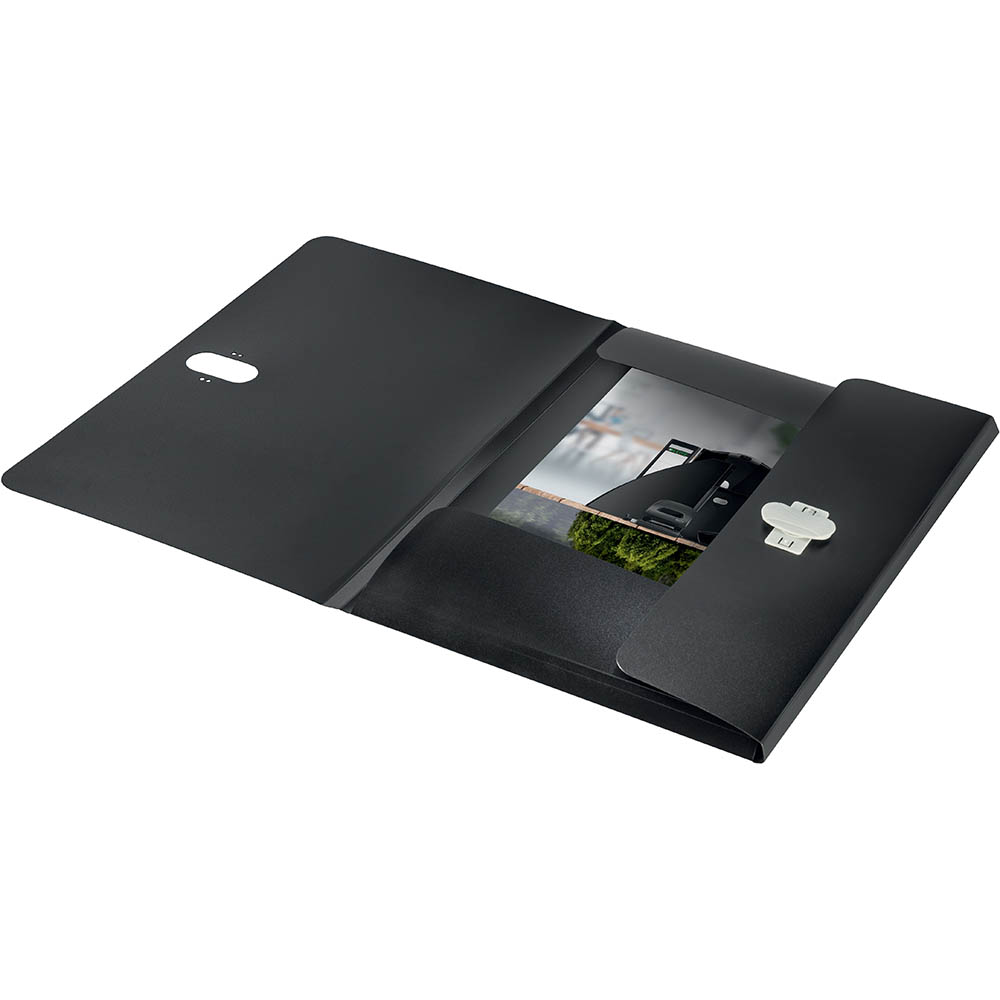 Image for LEITZ RECYCLED DOCUMENT FOLDER 3-FLAP PP A4 BLACK from PaperChase Office National