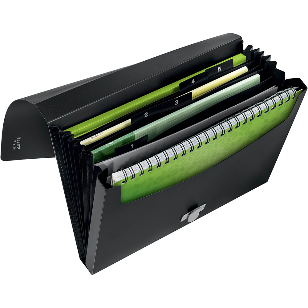 Image for LEITZ RECYCLED EXPANDING FILE 5-POCKET PP A4 BLACK from Discount Office National