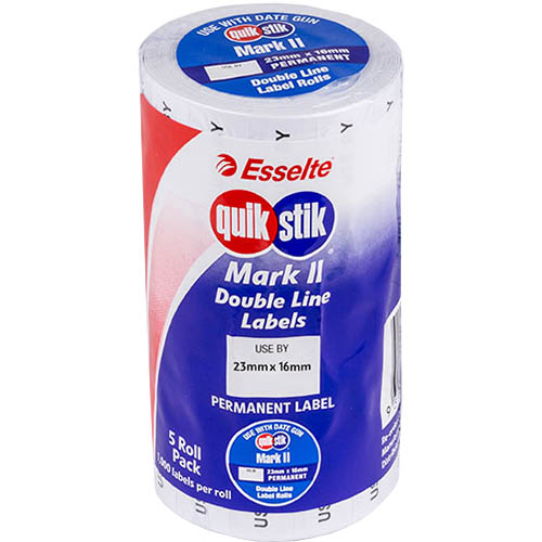 Image for QUIKSTIK MARK II PRICING GUN LABEL PERMANENT USE BY 1000 LABELS/ROLL 23 X 16MM WHITE PACK 5 from Surry Office National
