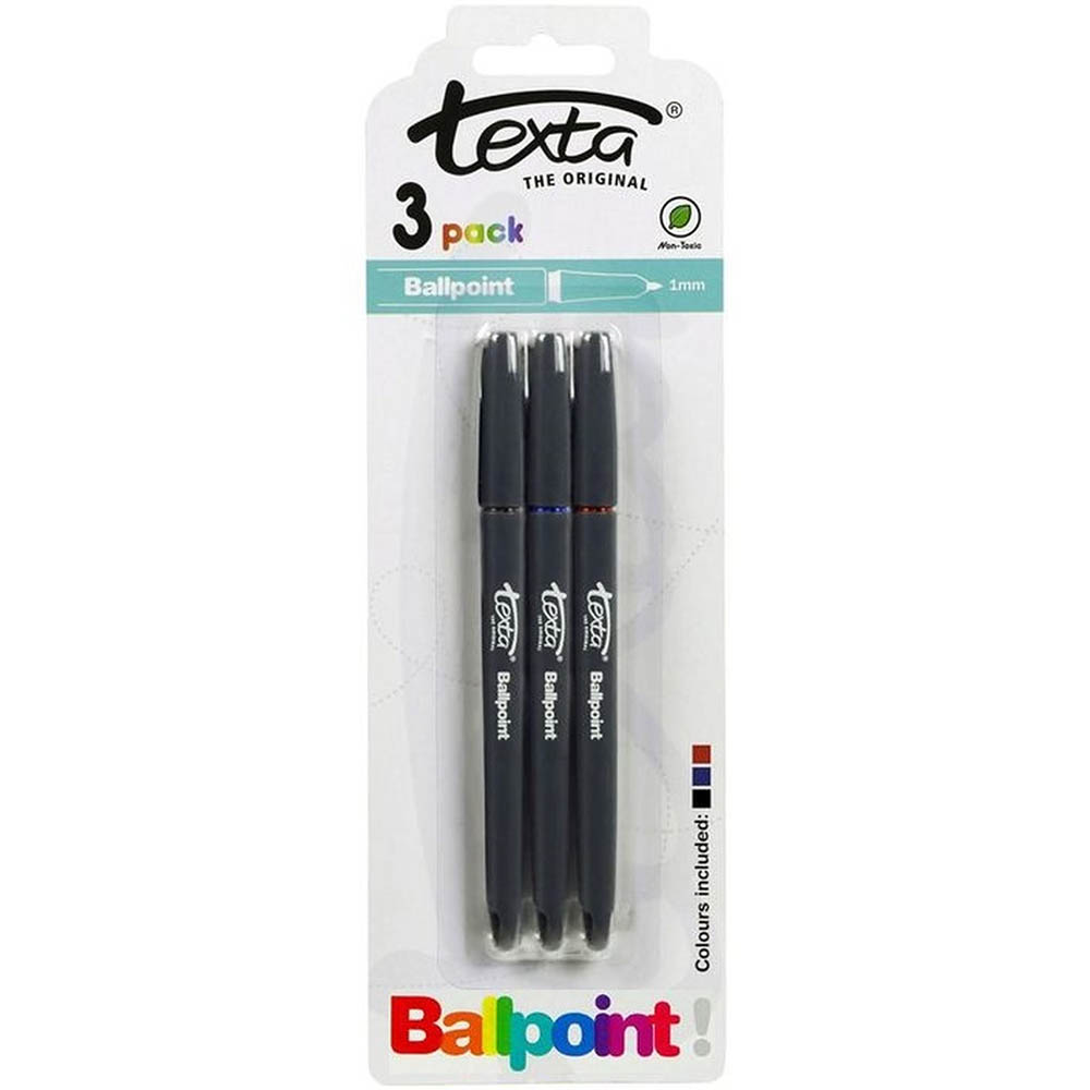 Image for TEXTA BALLPOINT PEN MEDIUM ASSORTED PACK 3 from OFFICE NATIONAL CANNING VALE