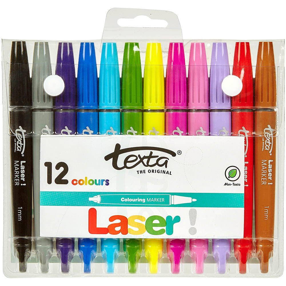 Image for TEXTA LASER COLOURING MARKERS ASSORTED PACK 12 from Surry Office National