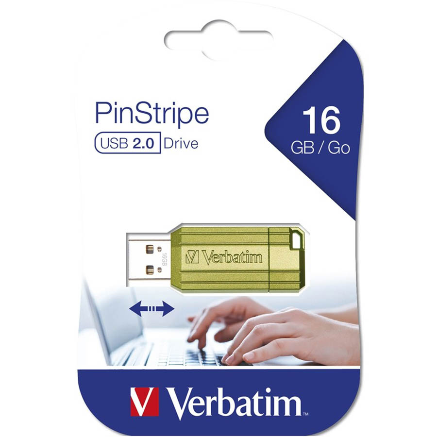 Image for VERBATIM STORE-N-GO PINSTRIPE USB FLASH DRIVE 2.0 16GB GREEN from Office National Perth CBD