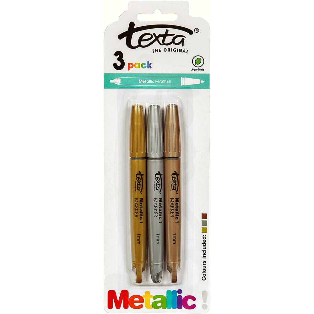 Image for TEXTA METALLIC MARKERS ASSORTED PACK 3 HANGSELL from Surry Office National