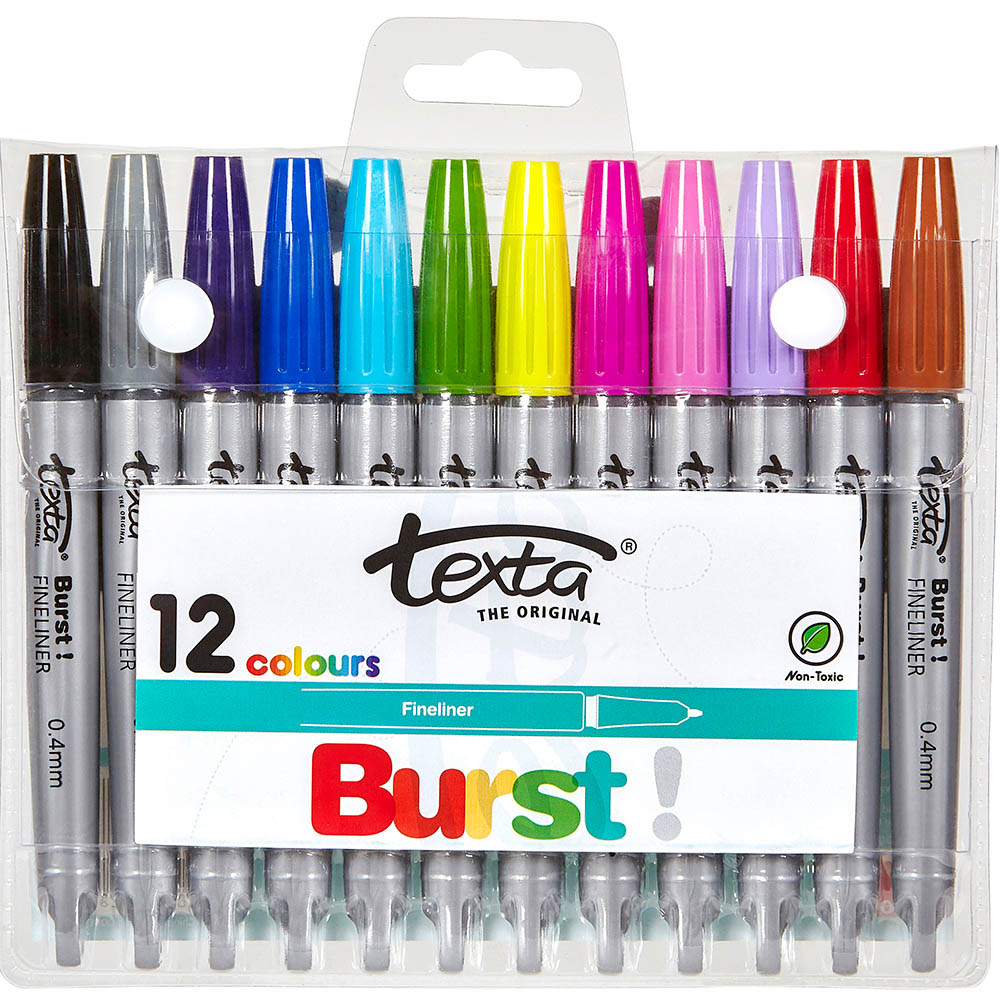 Image for TEXTA BURST FINELINER PENS ASSORTED PACK 12 from Surry Office National
