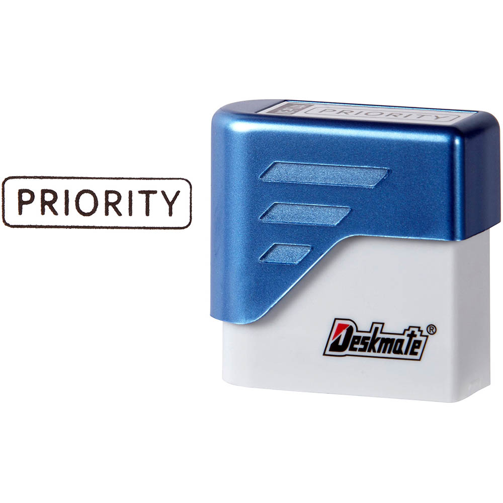 Image for DESKMATE PRE-INKED MESSAGE STAMP PRIORITY BLACK from PaperChase Office National