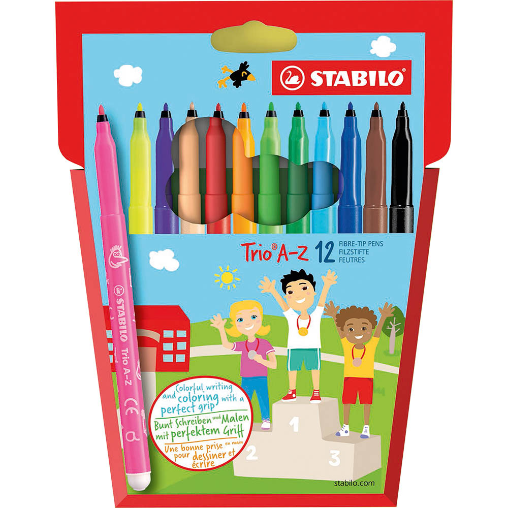 Image for STABILO TRIO A-Z FIBRE TIP PENS 1.0MM WALLET 12 from PaperChase Office National