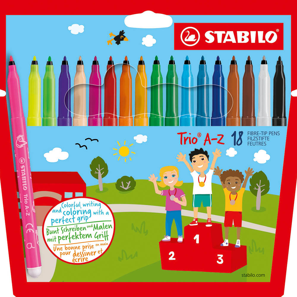 Image for STABILO TRIO A-Z FIBRE TIP PENS 1.0MM WALLET 18 from Pirie Office National