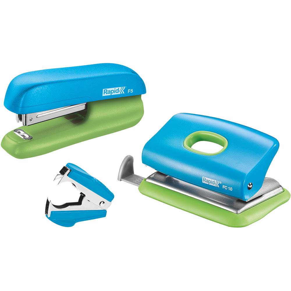 Image for RAPID F5 MINI STAPLER BLUE/GREEN VALUE PACK from Ezi Office National Tweed