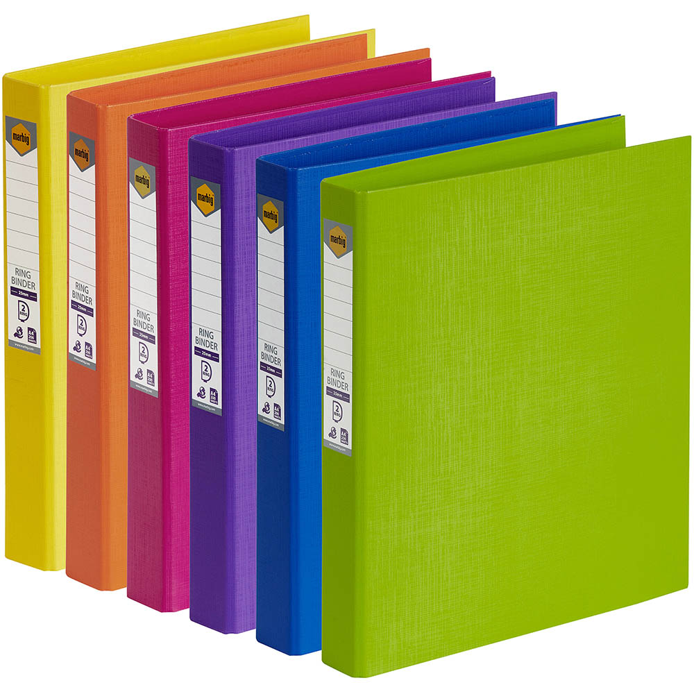Image for MARBIG LINEN RING BINDER PE 2D 25MM A4 ASSORTED from OFFICE NATIONAL CANNING VALE