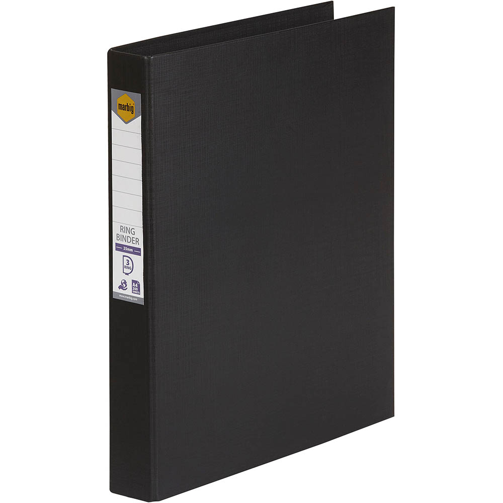 Image for MARBIG LINEN RING BINDER PE 3D 25MM A4 BLACK from Emerald Office Supplies Office National