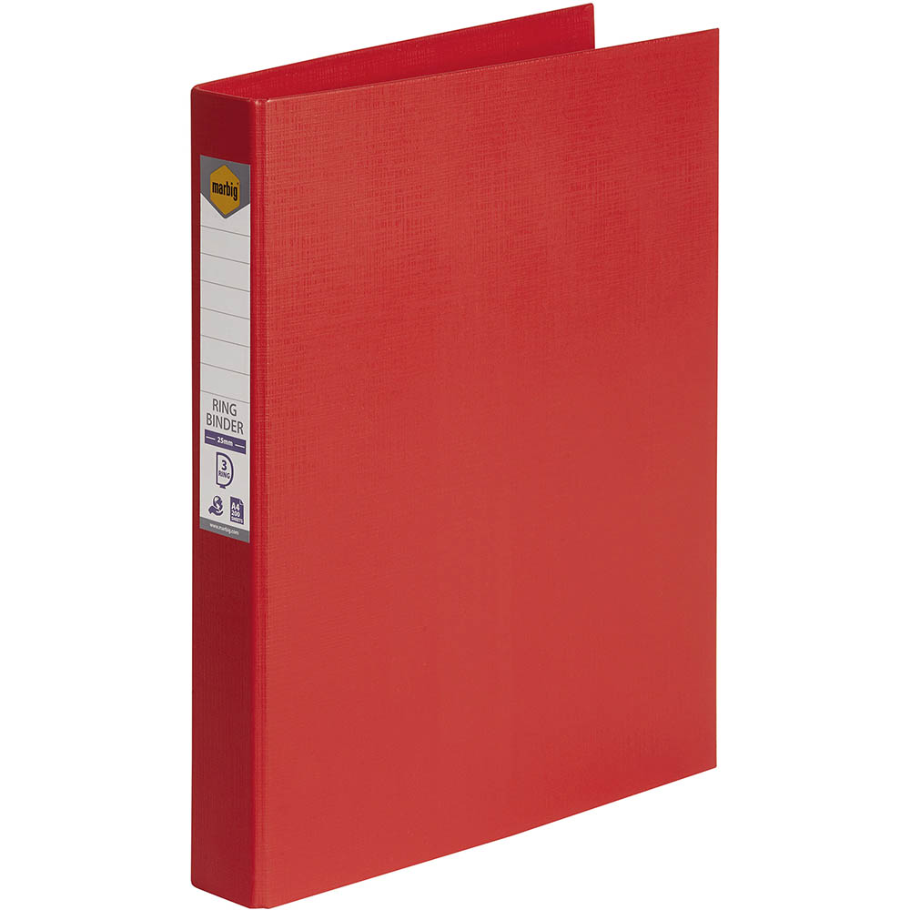 Image for MARBIG LINEN RING BINDER PE 3D 25MM A4 RED from Office National Caloundra Business Supplies