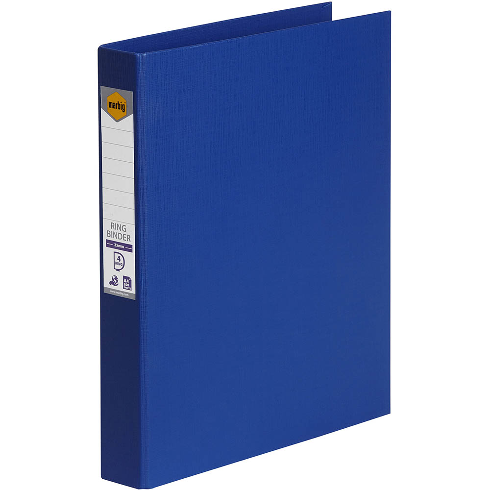 Image for MARBIG LINEN RING BINDER PE 4D 25MM A4 BLUE from Office National Whyalla