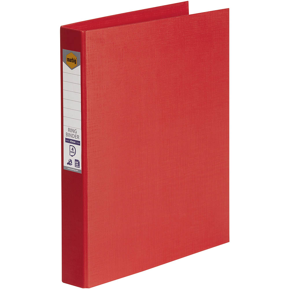 Image for MARBIG LINEN RING BINDER PE 4D 25MM A4 RED from Complete Stationery Office National (Devonport & Burnie)