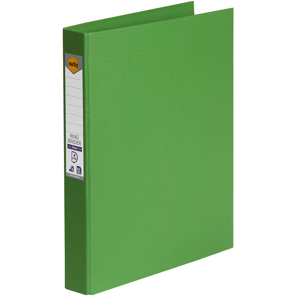 Image for MARBIG LINEN RING BINDER PE 4D 25MM A4 GREEN from Office National