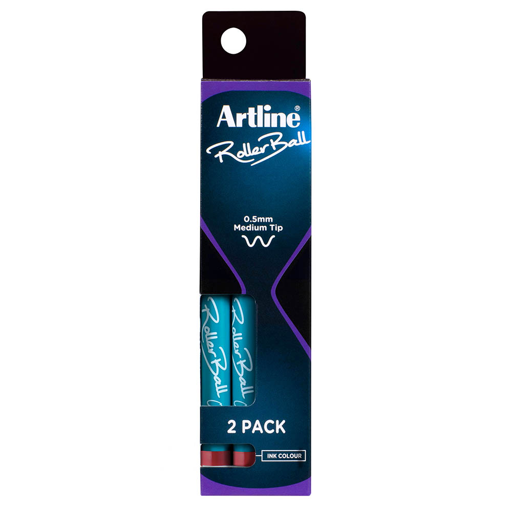 Image for ARTLINE ROLLERBALL PEN 0.5MM RED PACK 2 from Office National