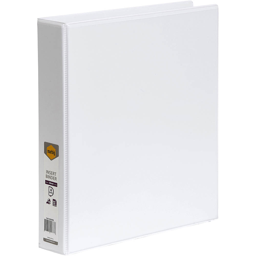 Image for MARBIG ENVIRO INSERT RING BINDER 4D 38MM A4 WHITE from Mackay Business Machines (MBM) Office National