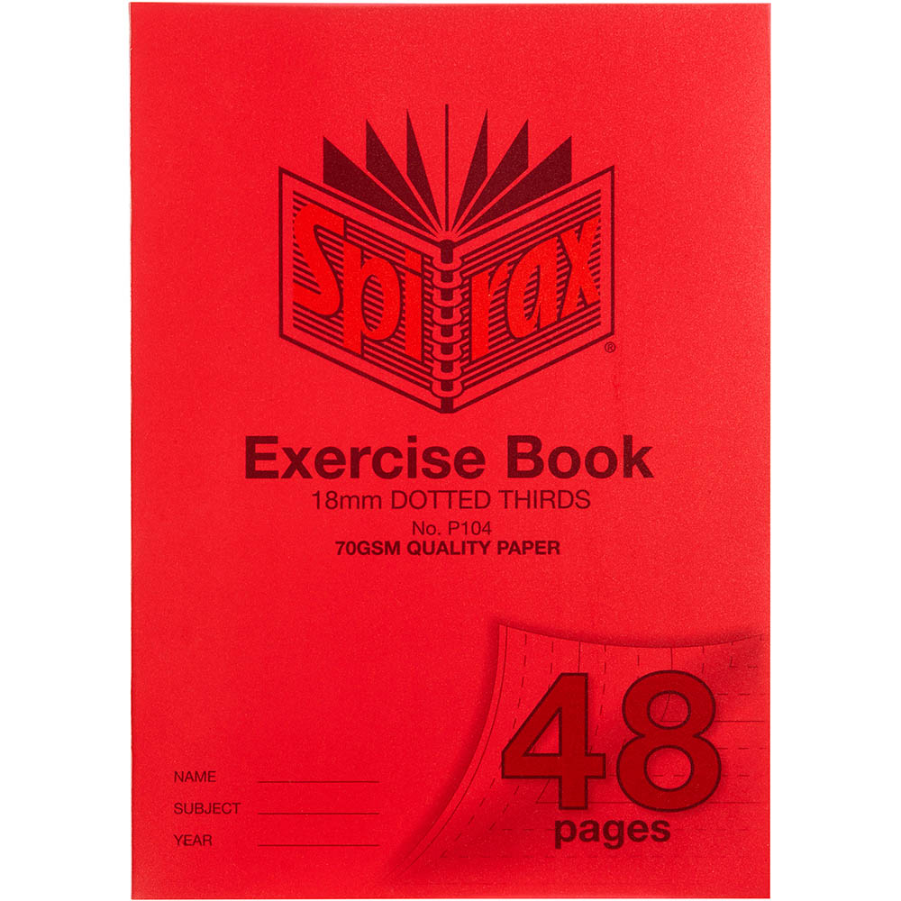 Image for SPIRAX P104 EXERCISE BOOK 18MM DOTTED THIRDS 70GSM 48 PAGE A4 RED from Emerald Office Supplies Office National