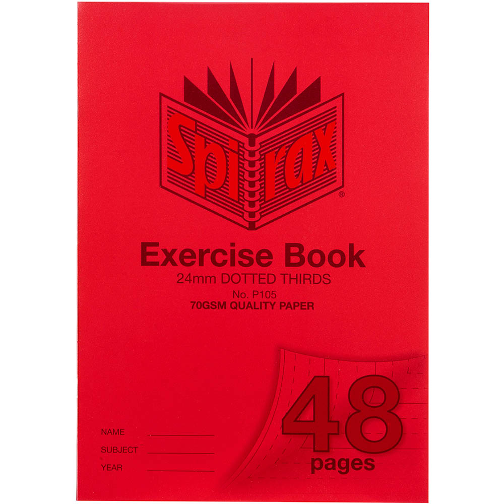 Image for SPIRAX P105 EXERCISE BOOK 24MM DOTTED THIRDS 70GSM 48 PAGE A4 RED from PaperChase Office National