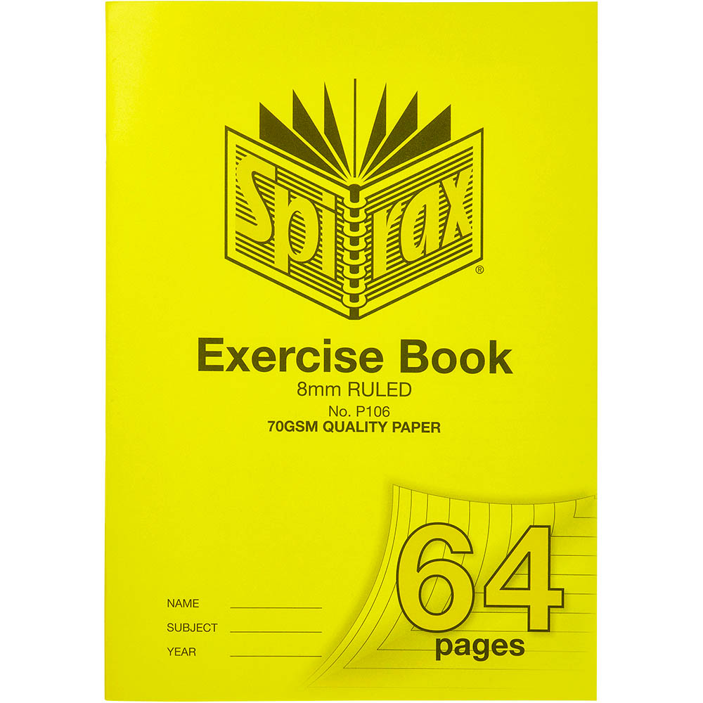 Image for SPIRAX P106 EXERCISE BOOK 8MM RULED 70GSM 64 PAGE A4 from OFFICE NATIONAL CANNING VALE