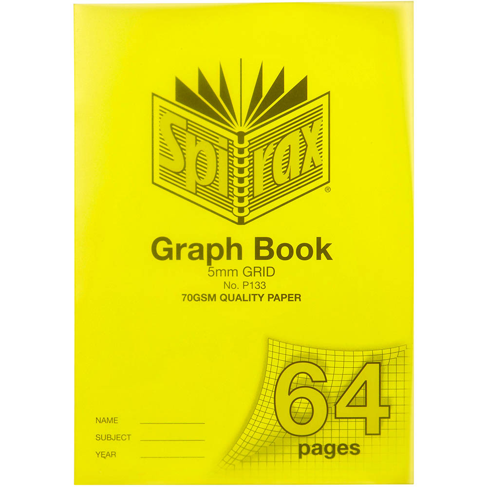 Image for SPIRAX P133 GRAPH BOOK 5MM GRID 64 PAGE A4 YELLOW from Darwin Business Machines Office National
