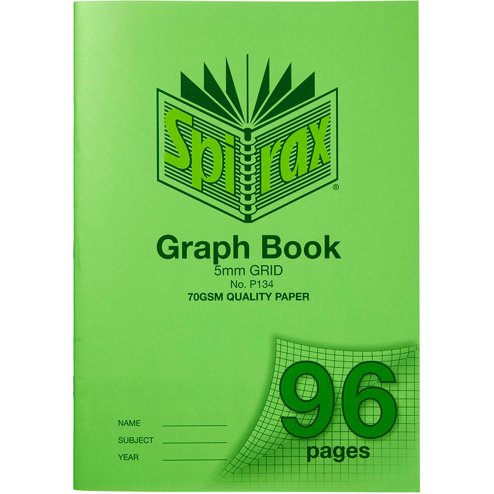 Image for SPIRAX P134 GRAPH BOOK 5MM GRID 96 PAGE A4 GREEN from Office National