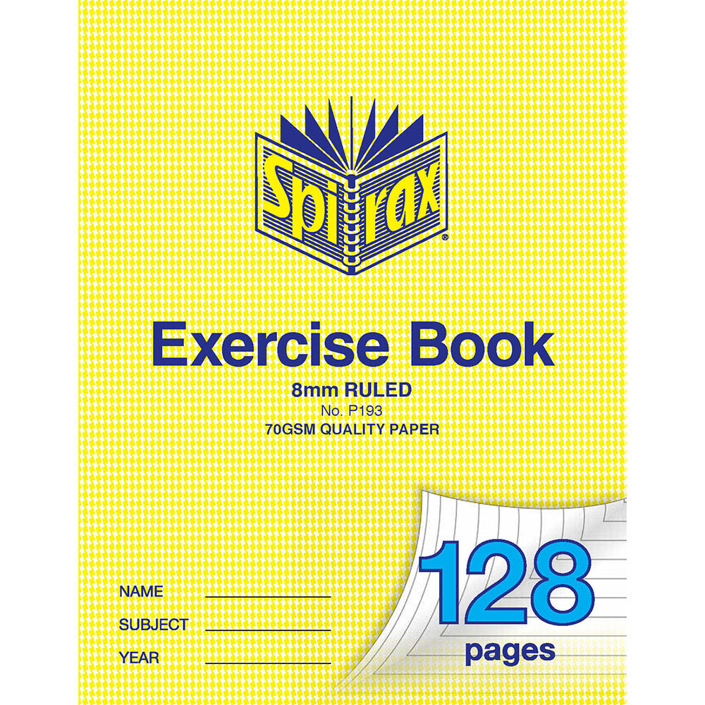Image for SPIRAX P193 EXERCISE BOOK RULED 8MM 70GSM 128 PAGE 225 X 175MM from Surry Office National