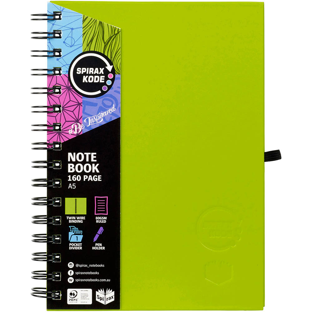 Image for SPIRAX 511 KODE HARD COVER NOTEBOOK 160 PAGE A5 ASSORTED from OFFICE NATIONAL CANNING VALE