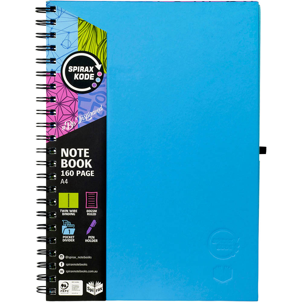 Image for SPIRAX 512 KODE HARD COVER NOTEBOOK 160 PAGE A4 ASSORTED from Aztec Office National