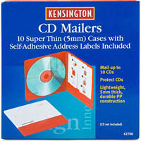 kensington cd mailers with address labels pack 10
