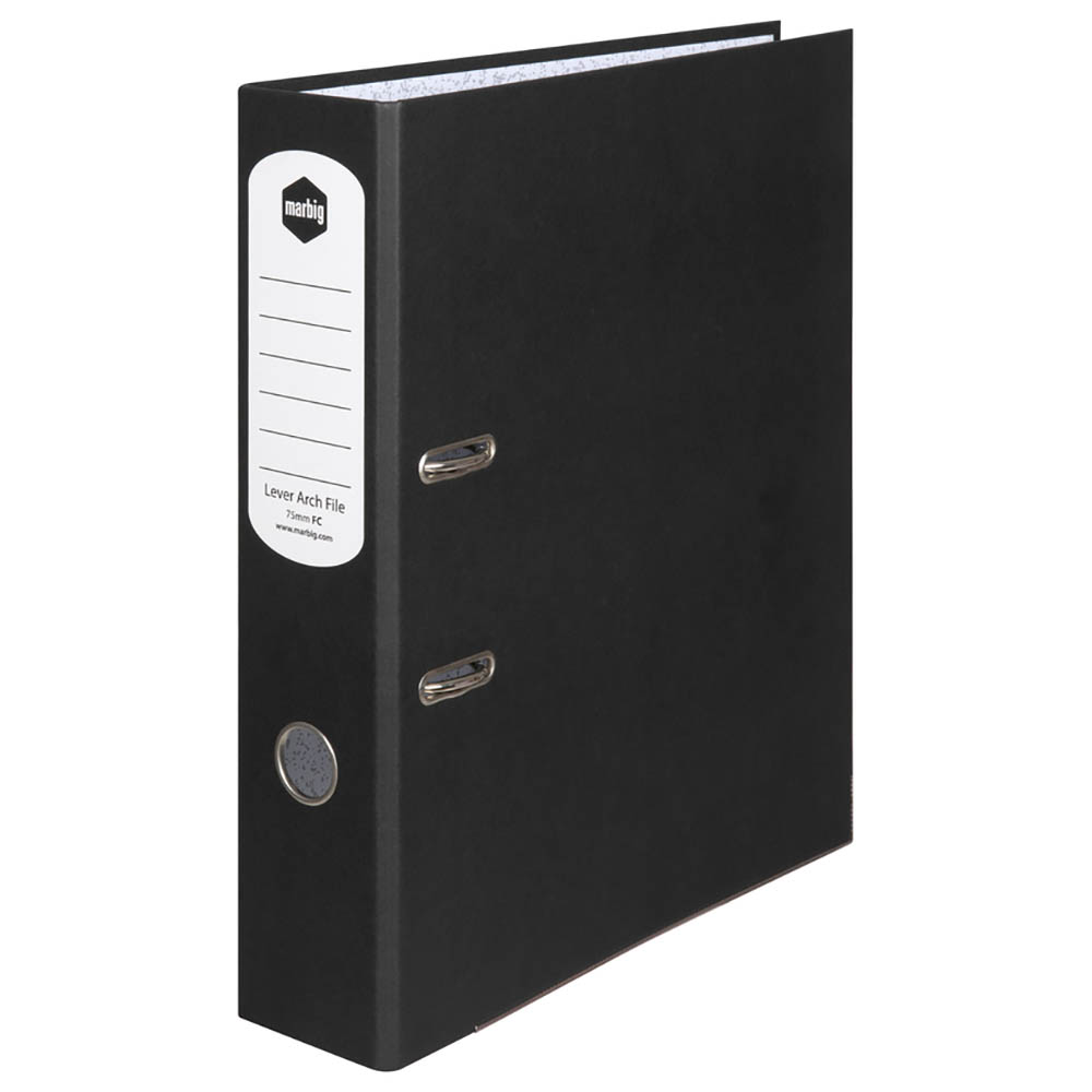 Image for MARBIG LEVER ARCH FILES 75MM FOOLSCAP BLACK from Angletons Office National