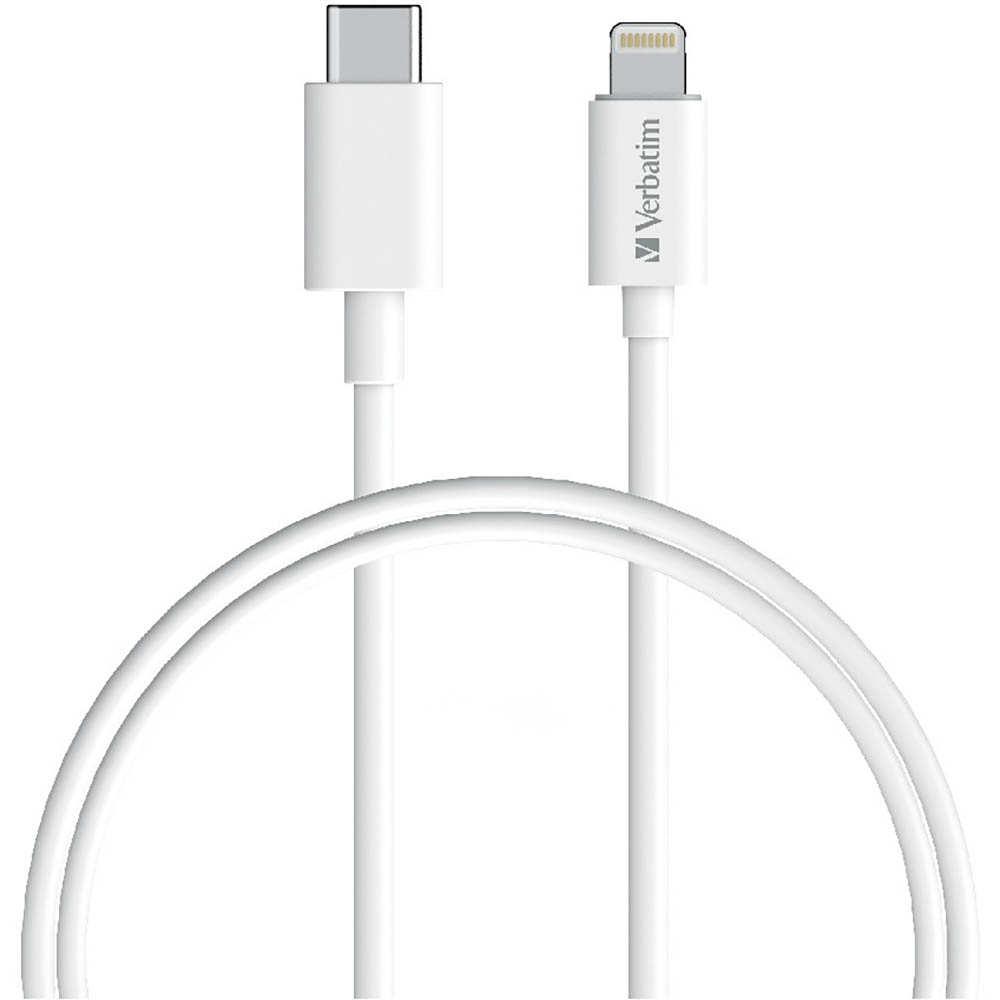 Image for VERBATIM CHARGE AND SYNC CABLE LIGHTNING TO USB-C CABLE 1M WHITE from Office National