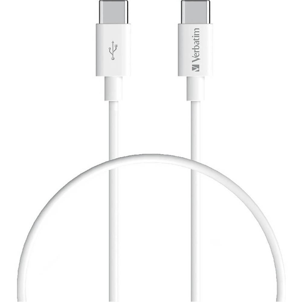 Image for VERBATIM CHARGE AND SYNC CABLE USB-C TO USB-C 1M WHITE from OFFICE NATIONAL CANNING VALE