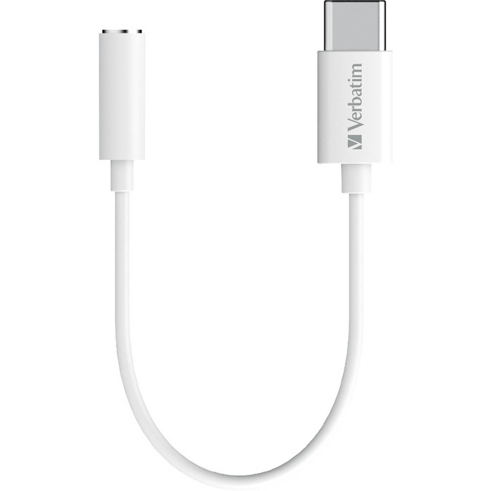 Image for VERBATIM AUDIO JACK CABLE USB-C TO 3.5MM 100MM WHITE from OFFICE NATIONAL CANNING VALE
